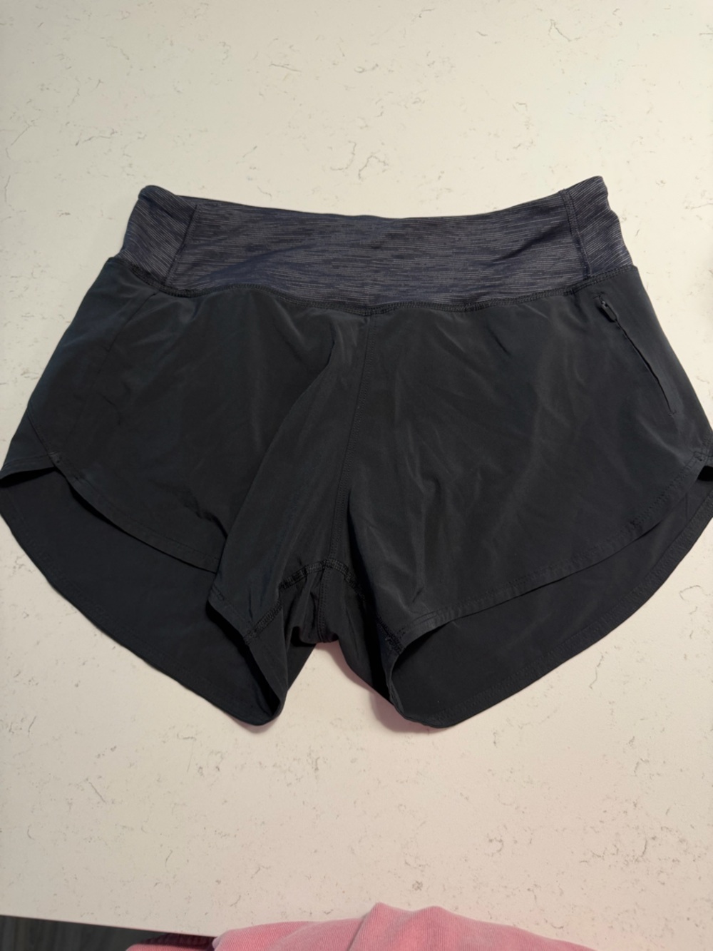 Outdoor Voices Black Athletic Shorts with Heathered Waistband